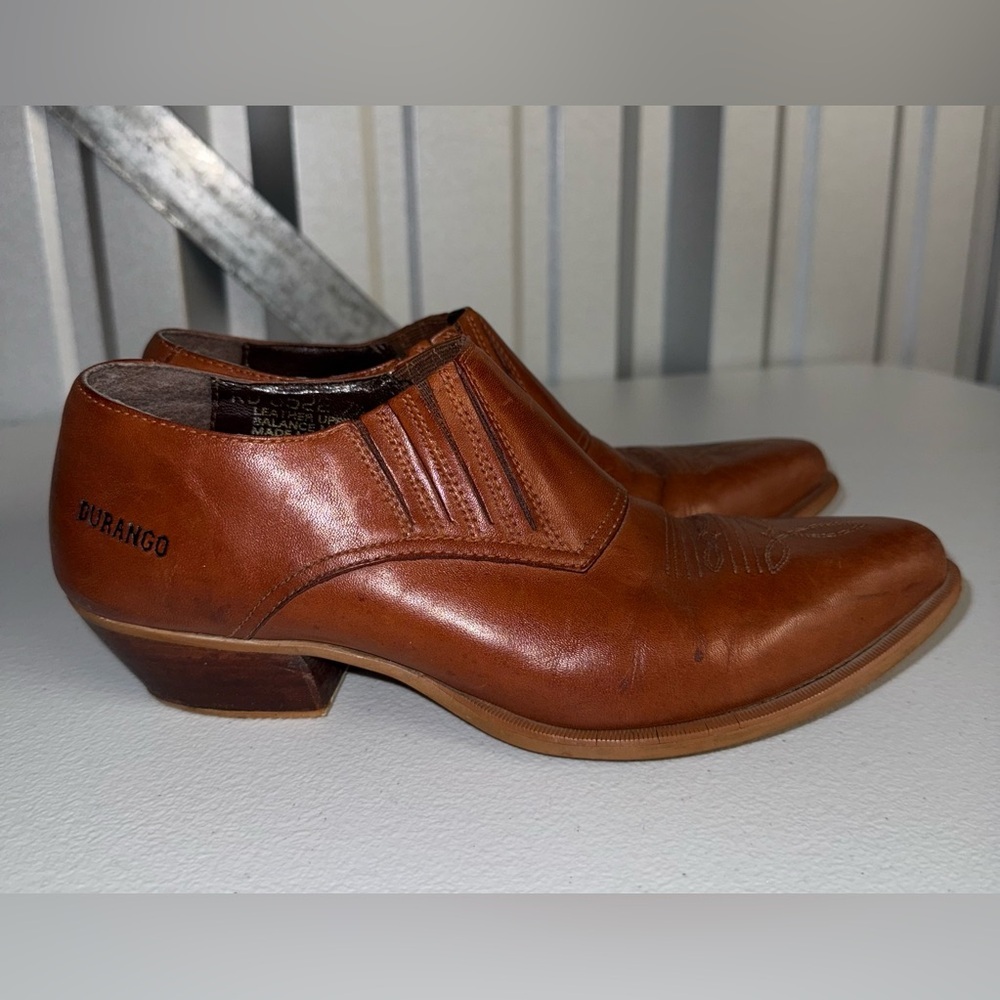 DURANGO Womens Brown Leather Western Ankle Boots Booties Size 7.5 M
